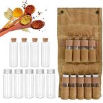 Spice Bag with 9 Spice Jars, Portable Camping Spice kit, Seasoning Storage Bag Organizer Holder with Mini Condiment Bottle, Condiment Container for Travel Outdoor Camping BBQ Picnic (A)