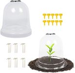 MorTime 6 Pack Garden Cloche Dome, 7.3" D x 6.9" H Plastic Plant Bell Cover Reusable Mini Greenhouse with 18 Ground Securing Pegs & 10 Labels for Outdoors Frost Protection