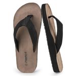 riemot Mens Flip Flops Thong Sandal Men Beach Open Toe Sliders Sandals Leather Walking Sandals Black EU 45/UK 11