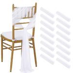 White Chair Sashes 16 Pcs 8FT Long Chiffon Tulle Chair Covers for Outdoor Wedding Aisle Church Ceremony Reception Chair Decor