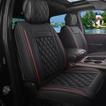 JOJOBAY Car Seat Covers for Dodge Ram,Fit 2009-2023 1500/2500/3500 HD Pick-up Truck,Crew,Regular,Quad,Mega Cab,Waterproof Synthetic Leather Seat Covers(5PCS-Full Set,Black-Red)