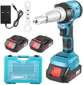BORDRISE Cordless Rivet Gun with 2x1500mAh Battery,Battery Pop Rivet Gun for Screwdrivers and Drills,Riveting Pliers Cordless Gun with 25000N High Power for 2.4-5.0 mm Blind Rivets