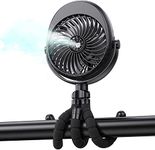 Winique Misting Stroller Fan,2600mAh Battery Powered Flexible Tripod Clip On Fan for Baby Portable Fan,Desk Fan 3 Speed 270° & 360°Rotatable,USB Pram Fan with 50ml Water Tank for Car Seat,Camping,Gym