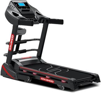 Sparnod Fitness STH-3600 Multifunction Treadmill for Home Use, 4 HP Peak DC Motor, 16 Km/H, Advanced Console with 12 Pre-Set, Massager, Supports 110 Kg User Weight Hydraulic Foldable Inbuilt Speakers