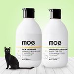 Moe Shampoo Combo for Nourishment, Conditioning, and Tick Defense | Shampoo Plus Conditioner + Tick Defense | Sulfate & Paraben Free | pH Balanced for Dogs & Cats (Pack of 2) (600ml)