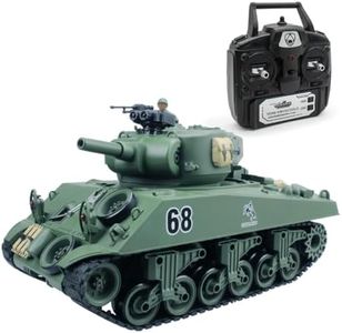 fisca Remote Control Tank, 2.4Ghz 15 Channel 1/20 Sherman M4A3 Main Battle RC Tank That Shoot Airsoft for Kids Age 10 11 12-16 Year Old