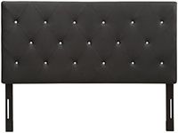 AC Pacific Modern Queen Size Faux Leather Upholstered Tufted Headboard With Crystal Diamond Tufting, Queen Size, Black