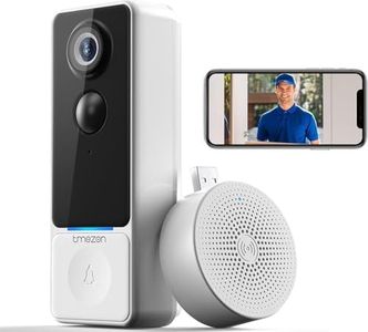 Wireless Video Doorbell Camera, TMEZON 1080P HD WiFi Doorbell Camera with Chime, Two-Way Audio, PIR Motion Detection, IP65 Waterproof, Night Vision, Cloud Storage, 2.4ghz WiFi,Rechargable Battery