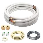 16ft Length Mini Split Line Set,3/8" 5/8" OD Copper Pipes Tubing and 3/8 White PE Thickened Insulated Coil with Flared Nuts for Mini Split Air Conditioner HVAC or Heat Pump System. (16Ft(3/8+5/8))