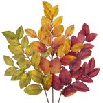 3PCS Autumn Decorations, Artificial Frosted Elm Branches - 29" Fake Fall Leaves, Mixed Colour Faux Floral Stems for Vase, Tall Decorative Greenery for Home Kitchen Table Decor, Artificial Plants