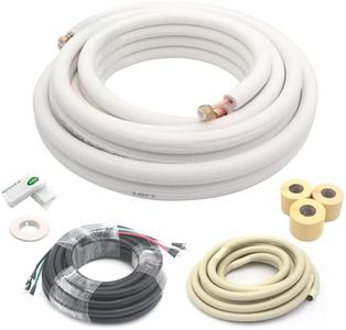 TAUROX 25FT Mini Split Line Set 1/4" & 3/8" O.D Copper Pipes Tubing and 3/8" White Thickened PE Insulation Coil, for Mini Split Air Conditioning or Heating Pump Equipment and HVAC with Flared Nuts.