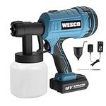 WESCO 18V Cordless Paint Sprayer, HVLP Spray Gun with 2.5mm Nozzel, Adjustable Flow Control, 800ml Container, 50 DIN-s, 2.0 Ah Battery,Ideal for Painting Furniture, Ceiling, Fence, Cabinets,Walls