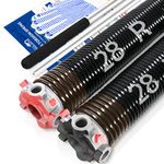 Pair of 2" Garage Door Torsion Springs Set with Non-Slip Winding Bars & Gloves, High Quality Precision Electrophoresis Oil-Free Black Coated for Replacement, Minimum 16,000 Cycles (0.234 x 2" x 28'')