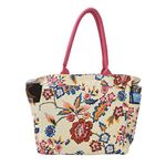AQVA Cotton Canvas Tote Bag for Women with Side Pockets | Trendy Stylish Multipurpose Handbag with Zipper | Shoulder Bag for Shopping, Travel and Work | Ayr, Pink