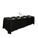 Urby Polyester Rectangular Table Cloth for 8+ Foot Table That Seats 8-10 Person. Nappe de Table rectangulaire. Ideal for Banquet, Wedding and Events (Black, 90'' x 132'').