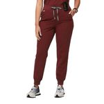 FIGS Zamora High Waisted Jogger Style Scrub Pants for Women - Burgundy, Medium