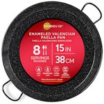 ZENDEU - Enamel Paella Pan 15 inch - Enameled Steel Paella Pan, Made in Spain - Easy Cleaning - Enameled Steel, 15 in - 38 cm (8 Servings) Cook your own Spanish Paella