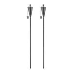 2X Silver 146cm Metal Cone Garden Fire Torches - Tall Outdoor Citronella Paraffin Oil Burner Tiki Stake Lantern Lights - by Harbour Housewares