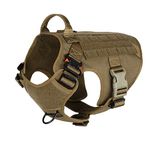 ICEFANG Tactical Dog Harness,2X Metal Buckle,Working Dog MOLLE Vest with Handle,No Pulling Front Leash Clip,Hook and Loop Panel for ID Patch (L (Chest 28"-35"), Coyote Brown)