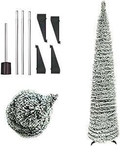 Pop Up Christmas Tree 5 Feet - Easy to Assemble Collapsible Snow Tree, Space Saving Foldable With Stable Base Pull Up Merry Xmas 5 ft (Snow Green)