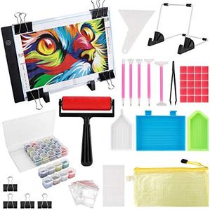 (59PCS) Diamond Painting A4 LED Light Pad Kit,DIY Dimmable Light Brightness Board,LED Artcraft Tracing Light Table,Reusable A4 Painting Pads Great for Full Drill & Partial Drill 5D Diamond Painting.