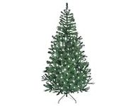 SHATCHI 4Ft-12Ft Pre-Lit Artificial Christmas Tree Alaskan Pine Tips Xmas Home Decorations Metal Stand Warm Multicolour LEDs, Green W/Cool White, 5Ft/150cm