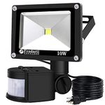 Feudarti 10W Outdoor Motion Sensor Flood Light Single Color, 6500K LED IP66 Waterproof Spot for Garage Courtyard Patio Porch Entrance Security with US 3 Plug Lamp