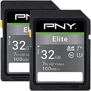 PNY 32GB Elite Class 10 U1 V10 SDHC Flash Memory Card 2-Pack - 100MB/s, Class 10, U1, V10, Full HD, UHS-I, Full Size SD