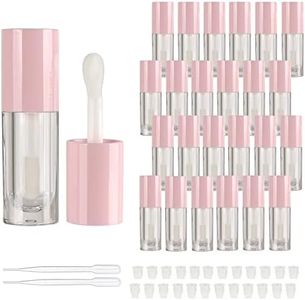 COSIDEA 14pcs Empty 6ml big doe foot wand Chunky lip gloss tubes for DIY lipgloss,Pink round lipgloss containers tubes with thick wand