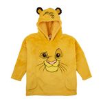 Disney Lion King Hoodie For Kids | Boys Girls Oversized Hoodie Soft Fleece Blanket | Simba Novelty Hooded Lounge Gown | Sherpa Hood Lining | Gift For Girls | One Size Fits All Age 4-10 Years Yellow