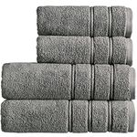 Christy Antalya Large Bath Towels | Set of 4 | 100% Turkish Cotton | 600GSM | Soft Plush Luxury Towel Set | 2 Bath Towels 2 Hand Towels | Quick Dry | Storm Grey