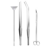 Foodie Puppies 4 in 1 Combo Set Stainless Steel Aquarium Accessories - (Scissor + Shovel + Curve + Tweezer) for Fish Tank/Aquarium Plants, Terrarium Plants, and Aquascaping Tools