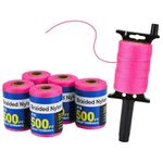 Mason Line String Line - #18 Braided Nylon String - 500 Ft Length - Nylon with Reloadable Line Reel Twine for Gardening Or Masonry Tools - Perfect Construction String for A String Level, Pink