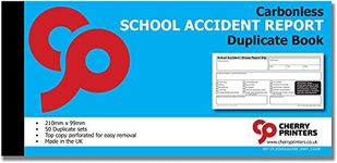 Cherry Carbonless NCR School Accident Report Duplicate Book 99 x 210mm 50 Sets **20 Pack**…