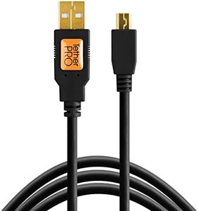 TetherPro USB 2.0 to Mini-B 5-Pin Cable | for Fast Transfer and Connection Between Camera and Computer | Non-Reflective Black | 15 Feet (4.6 m) | Tether Tools