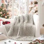 WRENSONGE Chunky Knit Blanket, Taupe Large Chunky Knit Throw Blanket for Couch, Bed, 100% Hand Chenille Knitted Throw Blanket, Soft Fluffy Cable Knit Crochet Blanket, 50"x60" Chunky Blanket