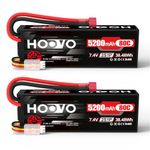 HOOVO RC Battery 2S LiPo Battery 7.4V 5200mAh 80C Hard Case with Deans Plug Battery Replacement Battery for RC Car Truck Heli Aeroplane Rock Crawler Aeroplane Helicopter RC Car Truck Boat (2 Packs)