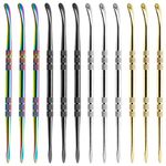 Harskiyer 12pcs Wax Carving Tools, 4.75 Inch Stainless Steel Double-Ended Sculpting Spoon Tool Clay Sculpting Tools Wax Carving Sculpting Tools(Golden & Silver & Rainbow & Black)