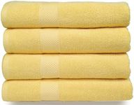 MAURA Premium Bath Towels 100% Cotton 27x54 Ultra Absorbent Quick Dry 4 Pack Soft Terry Bath Towels Set for Bathroom, Hotel and Spa Quality, Yellow