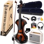 Pyle 4/4 Silent Electric Violin with Amplifier Set -Solid Wood Violin with 10W Amplifier and Complete Accessories, Large Orchestral Stringed Instrument for Beginners and Professional Use, Sunburst