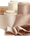 Vitalizart Silk Satin Ribbon Champagne & Nude, 1.5'' x 15 Yard with Wooden Spool, Handmade Fringe Ribbons for Gift Wrapping, Festive Decorations, DIY Crafts, Wedding Bridal Bouquets