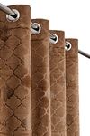 B'Decorlish Heavy Soft Abstract Velvet Solid Emboss Texture Room Darkening Long Door Curtains 9 feet Long Set of 4 | Parde for Living Room and Bedroom | Eyelet Rings | Beige Curtains