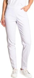 SLIM-SATION Womens Golf Apparel - Women's Regular Pull-On Straight-Leg Pant with Pockets (White,2)