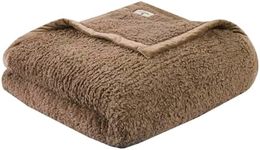 Woolrich Burlington Berber Blanket Super Soft, Cozy Lightweight Cover with Luxrurious Velvet Binding, Modern Trendy All Season Bedspread Bedding-Set, Twin 66" W x 90" L Brown