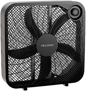 PELONIS 3-Speed Box Fan For Full-Force Circulation With Air Conditioner, Upgrade Floor Fan, Black, medium