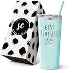 Best Teacher Ever Tumbler | 22oz Engraved Mint Stainless Steel Insulated Tumbler with Straw |Teacher Travel Mug|New Teacher Tumbler | Teacher Cup | School Teacher Appreciation| Teacher Gifts