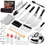 Onlyflame 138PCS Professional BBQ Griddle Tool Kit for Flat Top Grill Blackstone and Camp Chef - Stainless Steel Griddle Spatulas Accessories Kit with Griddle Cleaning Kit, Carry Bag, Tray for BBQ