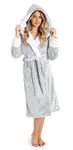 CityComfort Dressing Gown Women, Fluffy Bath Robes for Women, Gifts for Her (L, Two Tone Light Grey)