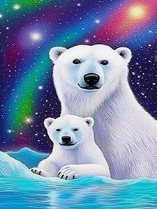SKRYUIE 5D Diamond Art Painting Polar Bear in The Sky Full Drill by Number Kits, DIY Rhinestone Pasted Paint with Diamond Set Arts Craft Decorations (12x16inch)
