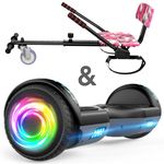 SISIGAD 6.5" Hoverboard avec Hoverkart, Hoverboard Off-Road All Terrain Balancing Scooter avec Haut-parleurs Bluetooth et Lumières LED, Hoverboard Kids Teens